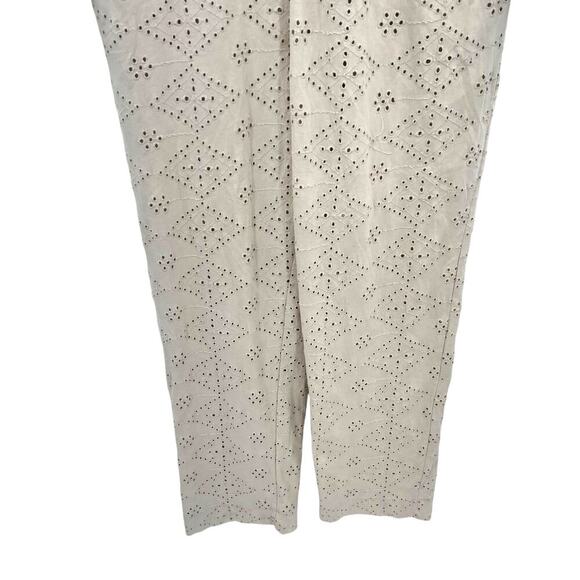 Free People Set The Tone Jumpsuit‎ Eyelet Coveralls Ivory Cream Size US 12 - Picture 7 of 14